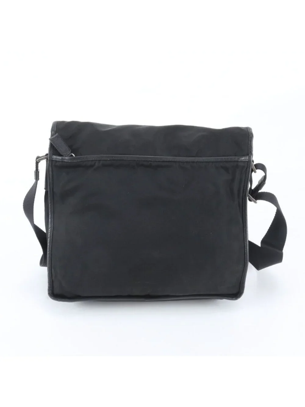 Prada White Tessuto Nylon Triangle Logo Leather Shoulder Bag Crossbody